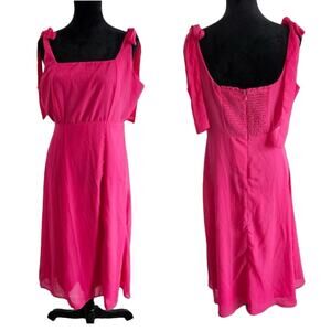 NWOT Beyond Words MEDIUM Tie Shoulder Midi Dress Pink